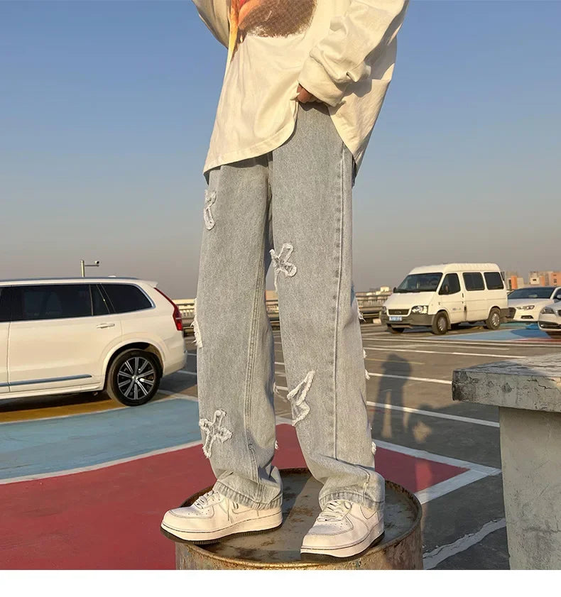 High Street Loose Casual Pants Men's Jeans Denim For women Men Same Paragraph Y2k baggy pants baggy jeans cargo pants men