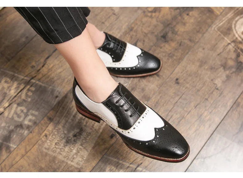 Men Business Dress shoe Colorful Lace up Fashion Man Casual Leather Oxfords shoes Flat Leisure Wedding Party shoe Men Big Size