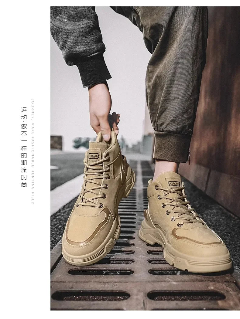 Men Shoes Four Seasons Short Boots New British Style Fashion Anti Slip Comfortable Mountaineering Boots Sports Casual Shoes
