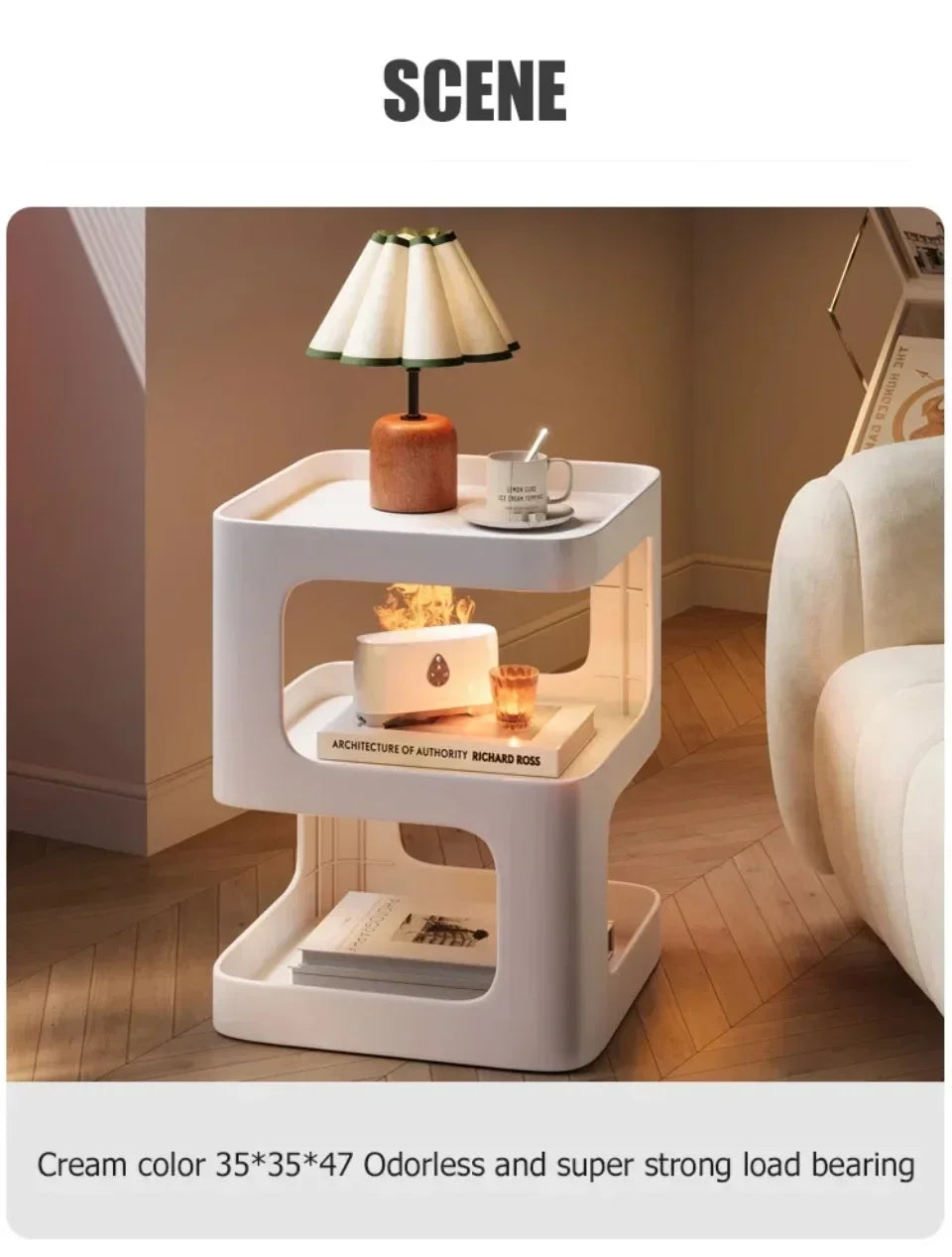 Light Luxury Sofa Table Modern Minimalist Bedside Table Creative Computer Desk Solid Color Shelf Living Room Small Coffee Table