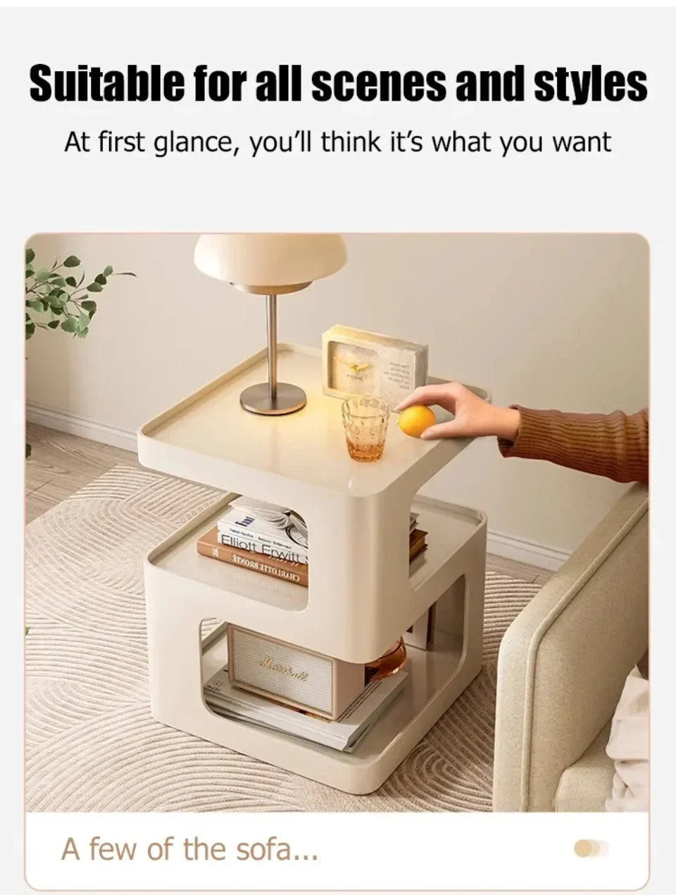 Light Luxury Sofa Table Modern Minimalist Bedside Table Creative Computer Desk Solid Color Shelf Living Room Small Coffee Table