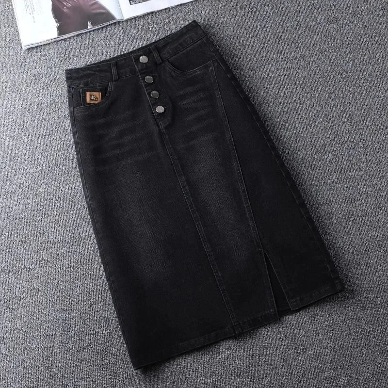 Women's Denim Skirts Spring Summer High-waisted Jeans Skirts Streetwear Female Sexy Sheath Skirts Fashion Split Retro Skirts