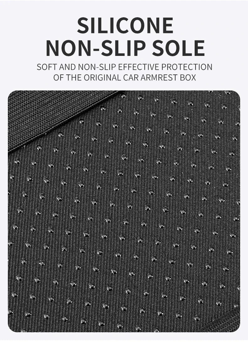 Car Center Console Protector Cover Upgraded Armrest Box Cushion Arm Rest Mat with Side Storage Pocket PU Leather Car Accessories