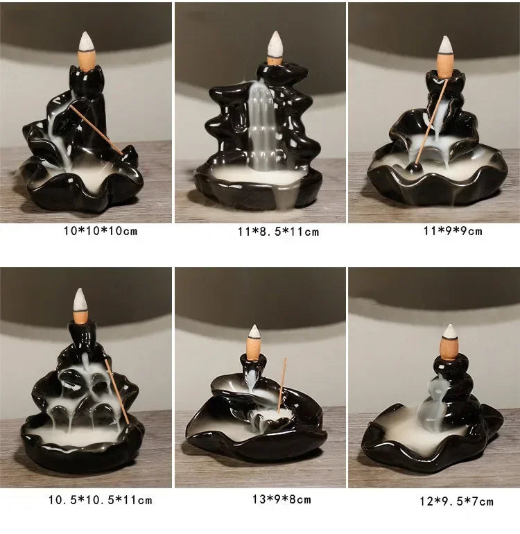 Free 20Pcs Incense cones Creative Home Decor Backflow Stick Incense Burner Ceramic Censer Home Decoration Use In Home Teahouse