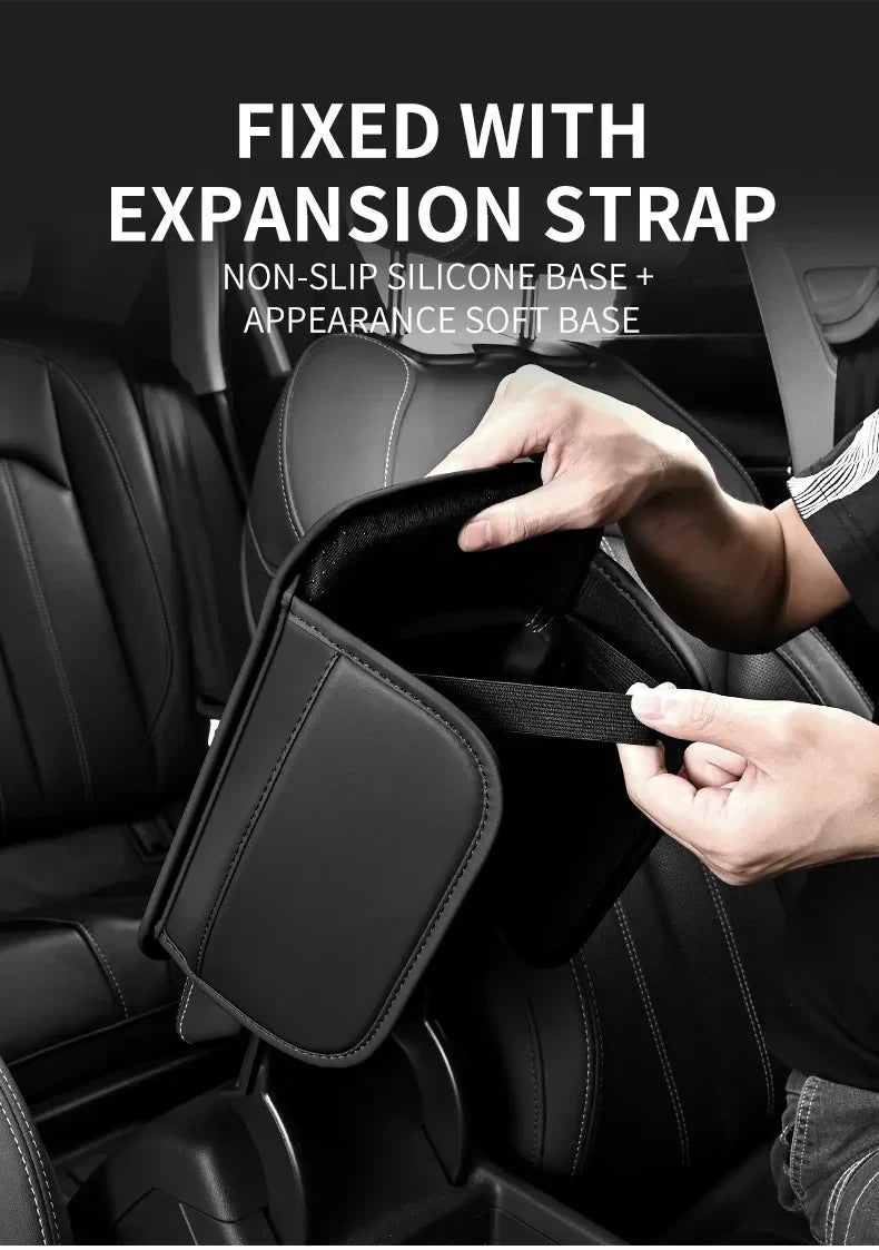 Car Center Console Protector Cover Upgraded Armrest Box Cushion Arm Rest Mat with Side Storage Pocket PU Leather Car Accessories