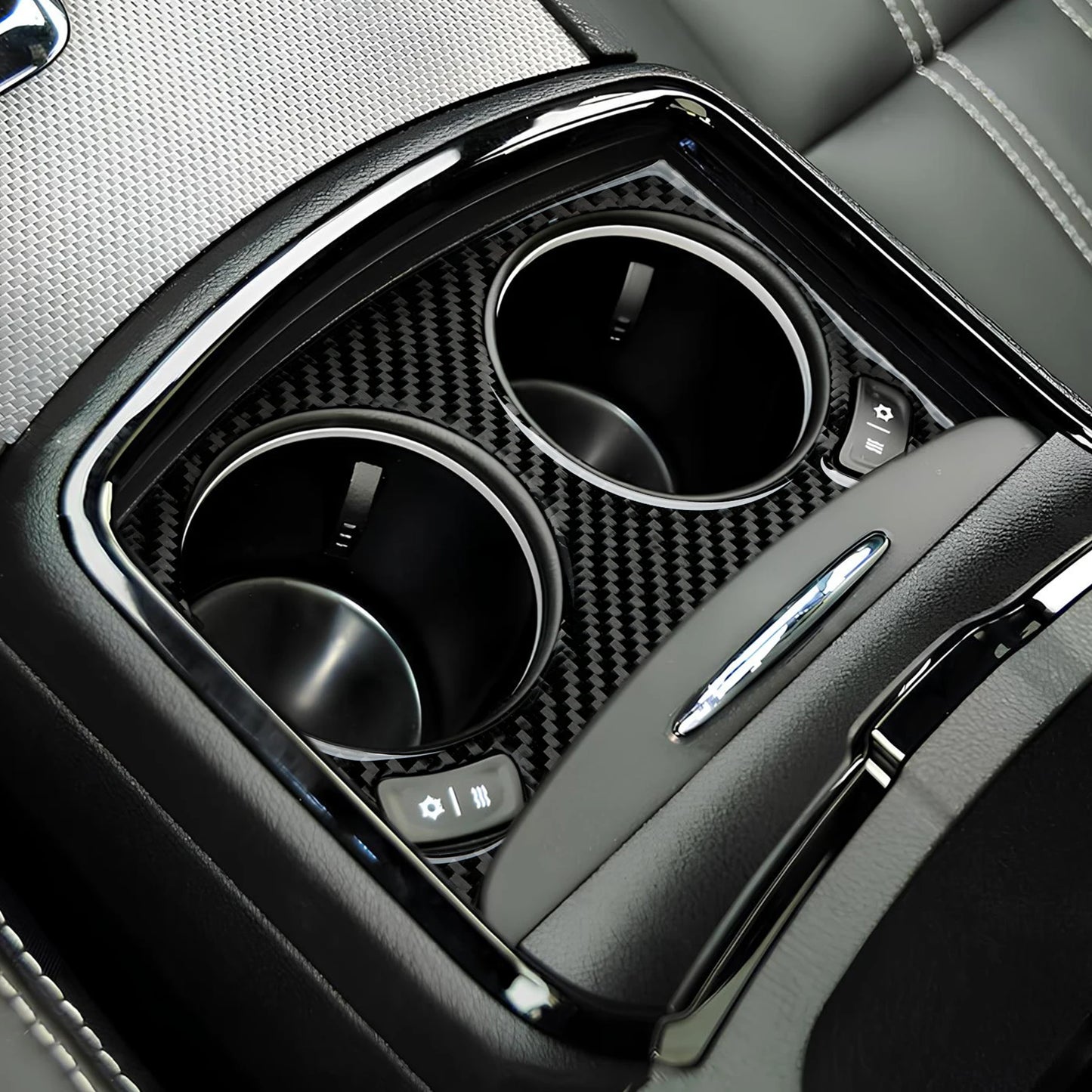 Car Front Water Cup Decor Decals for 2011-2023 Chrysler 300 Accessories Carbon Fiber Interior Stickers