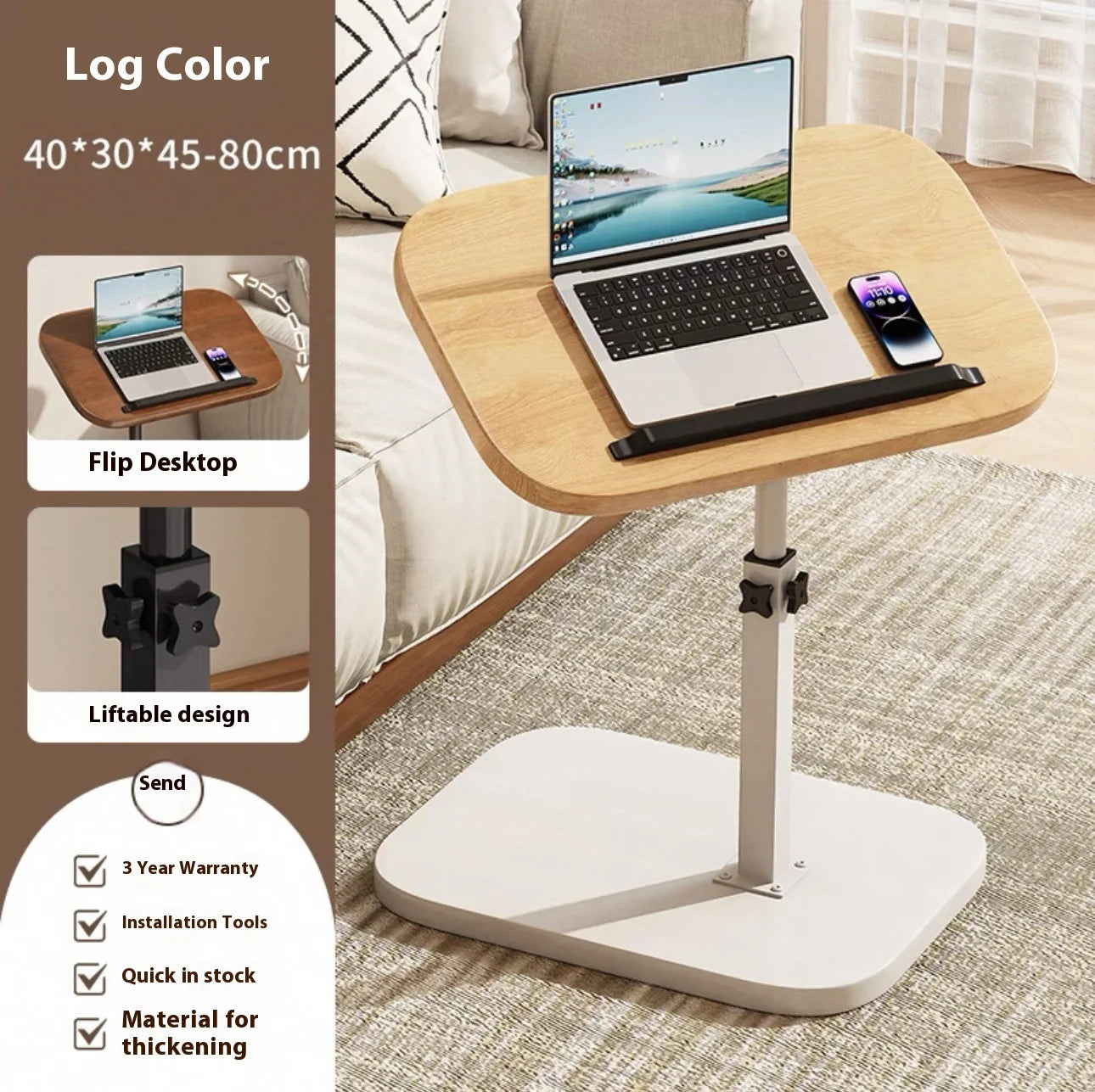 Mobile adjustable edge table Household foldable Mobile Lift Computer Desk Folding living room Desk Dormitory Bedside Table