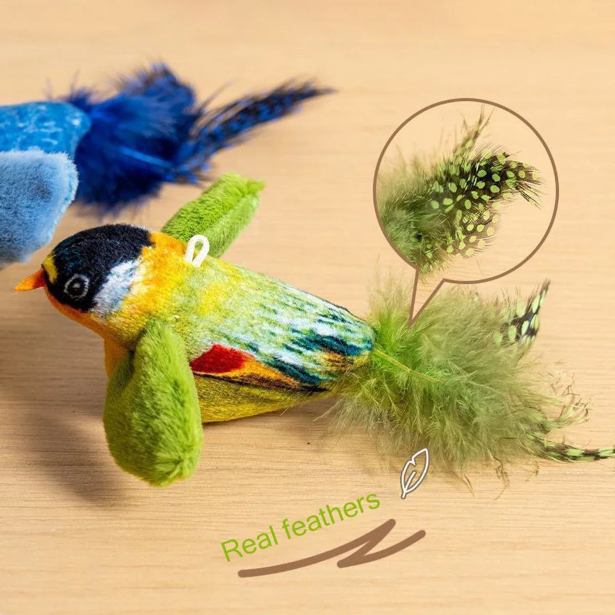 Automatic Chirping Cat Toy - Motion Activated with Catnip & Feathers, Chew-Proof Interactive Pet Game for Indoor Kittens