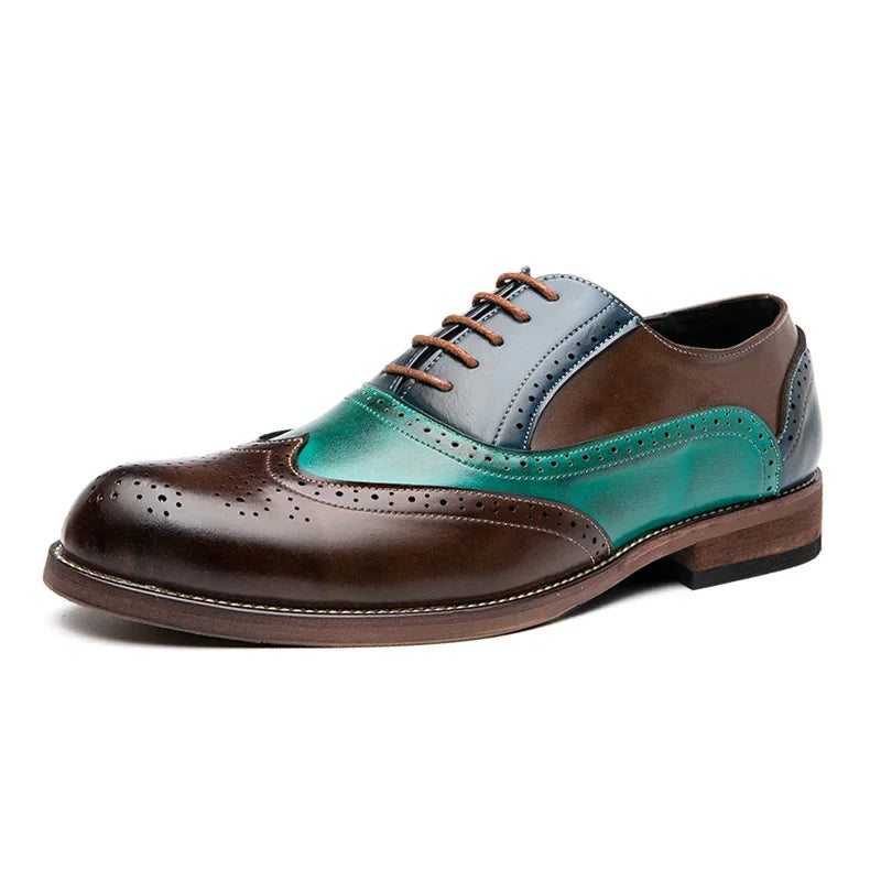 Men Business Dress shoe Colorful Lace up Fashion Man Casual Leather Oxfords shoes Flat Leisure Wedding Party shoe Men Big Size