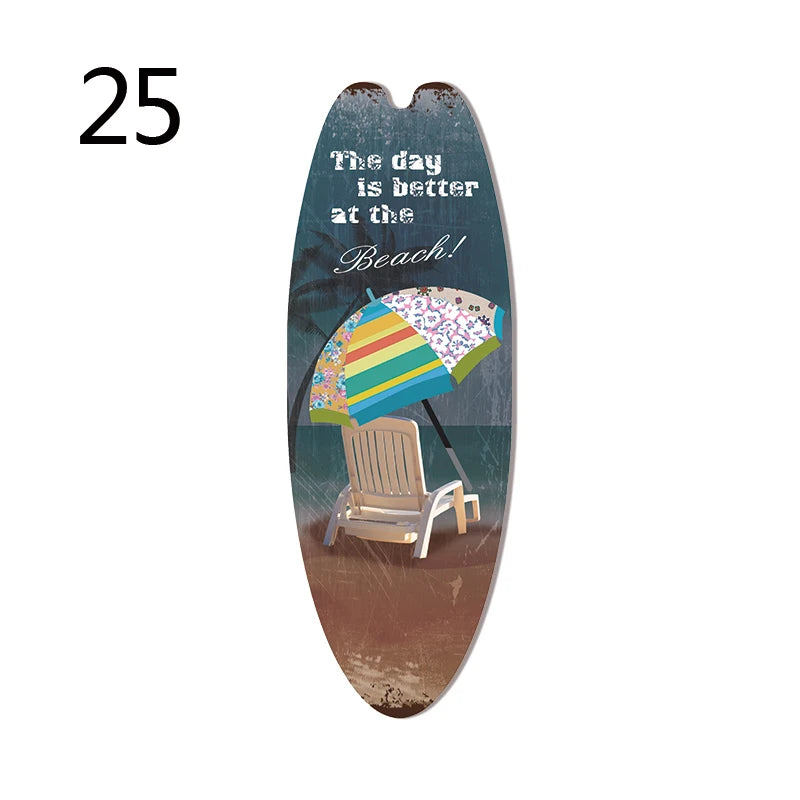 Retro Surfboard Wall Sign