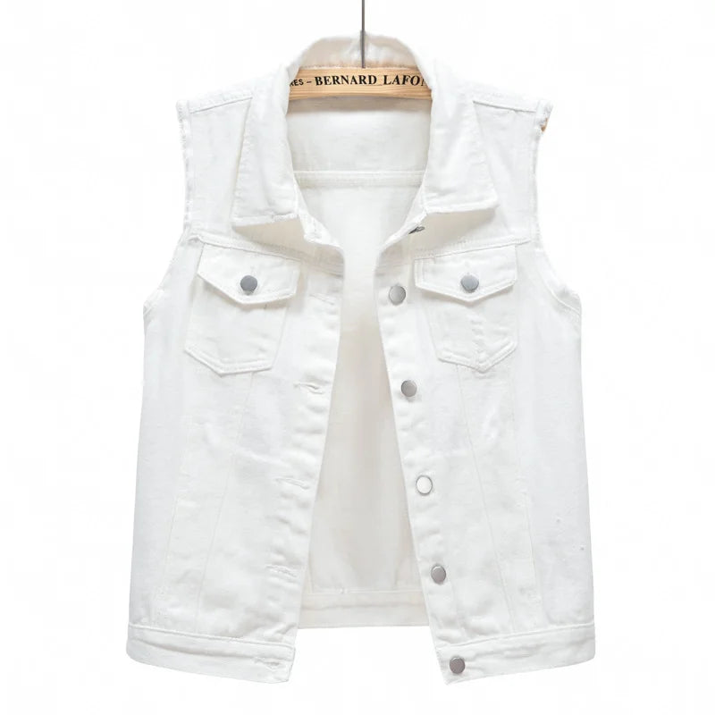 Denim Vest for Women Jacket Spring Streetwear Women Clothing Autumn Coats Fashion Clothes Casual Vintage Elegant Sleeveless