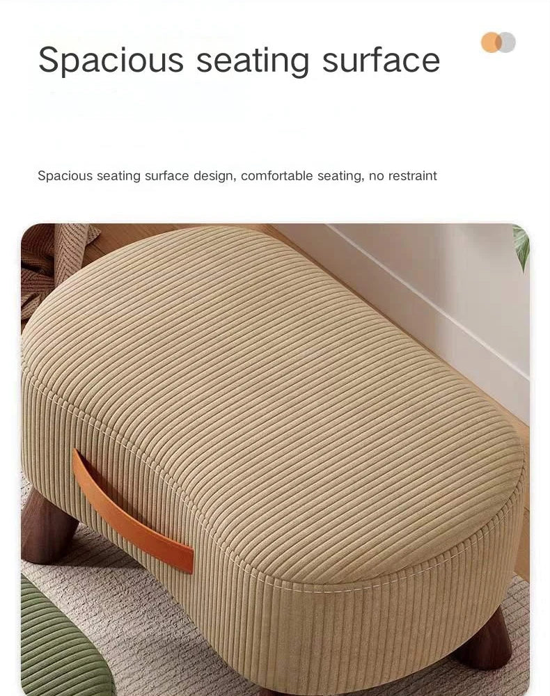 Household Stool Footstool Wood Material Living Room Furniture Wooden Frame Fabric