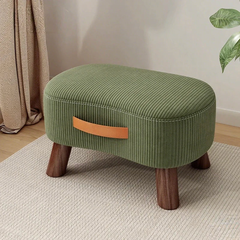 Household Stool Footstool Wood Material Living Room Furniture Wooden Frame Fabric