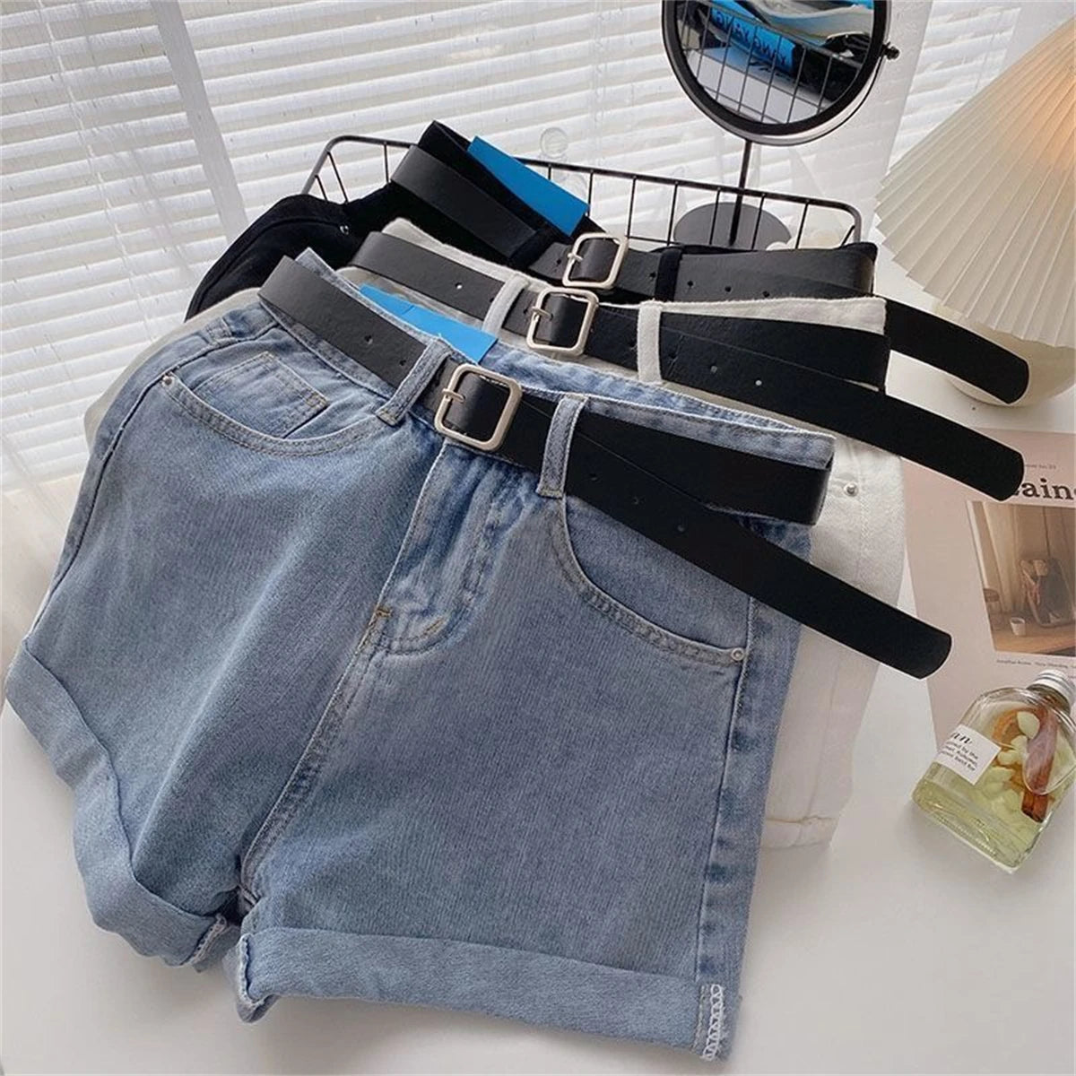 Women High Waist Denim Shorts Sexy Girl Spring Summer New In Short Jeans Wide Leg A Line Y2K Hot Pants Cowboy Casual Streetwear