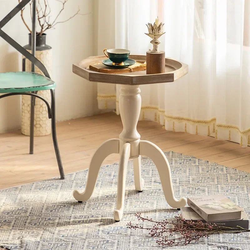 Farmhouse end Table, Cocktail Table Set, Modern Circle Hand-Crafted Natural Wood Finsh Small Side and End Table Sets,Natural