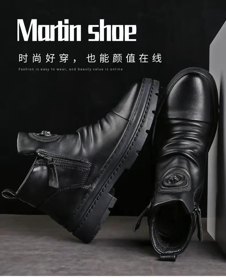 Chelsea Boots for Men Business Office Formal Dress Shoes Men Casual High-top Ankle Boots Men Platform Boots