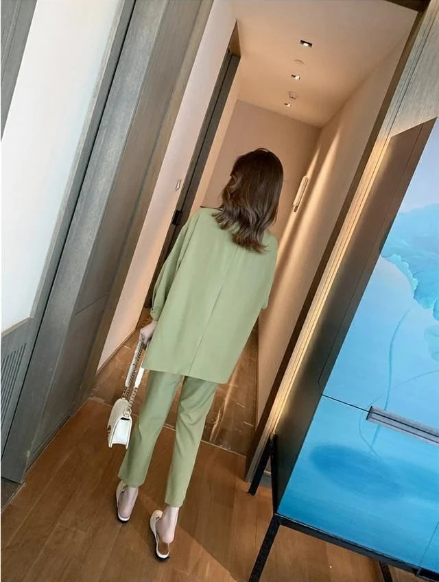 Suit Jacket Two Piece Sets for Women Formal Clothing Womens Blazer and Pants Suits Set 2 Elegant Pieces Office Wear Fall Outfits