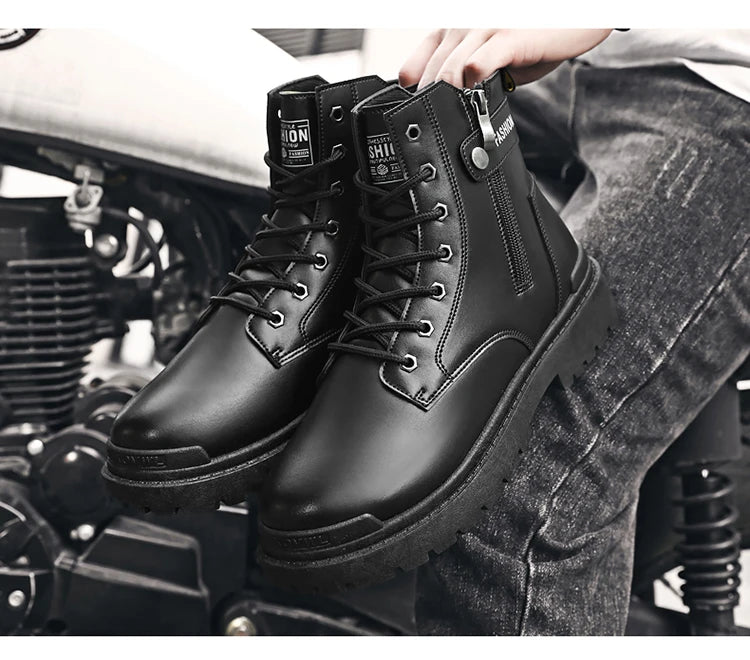 Men's Winter Boots Offer Safety Work Shoes Mens Shooes Men Motorcycle Boot Ankle Snow High Military Man Tactical Army Working