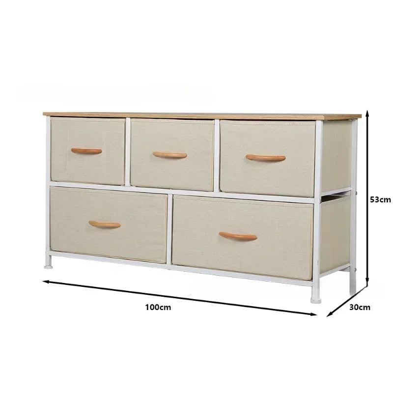 Fabric Drawer Storage Cabinet Simple Children's Toy Cabinet Drawer Style Fabric Storage Cabinet Bedroom Iron Five Dou Cabinet