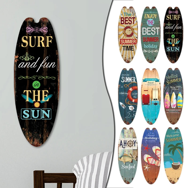 Retro Surfboard Wall Sign
