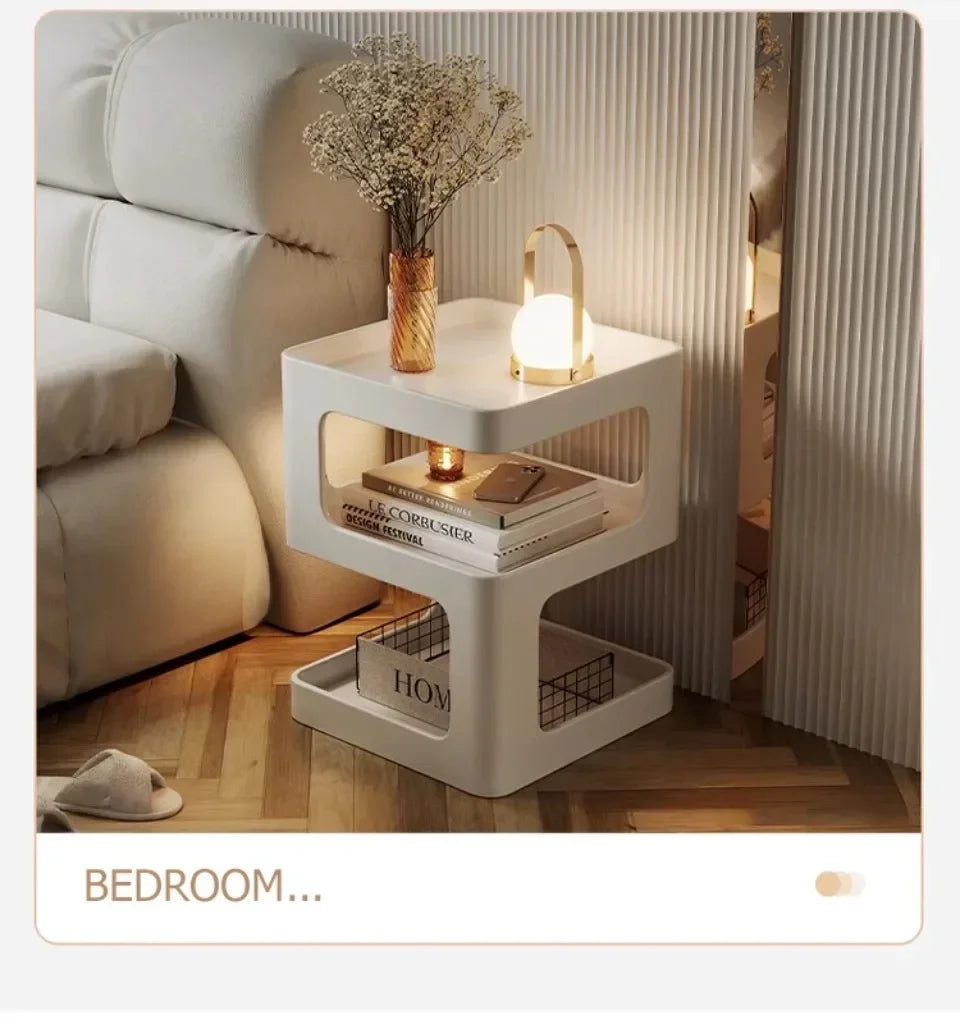 Light Luxury Sofa Table Modern Minimalist Bedside Table Creative Computer Desk Solid Color Shelf Living Room Small Coffee Table