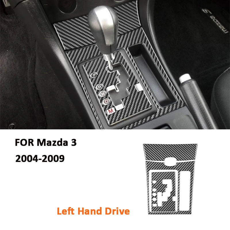 For Mazda 3 2004-2009 Accessorie Carbon Fiber Car Center Console Gear Shifter Panel Frame Trim Cover Interior Decoration Sticker