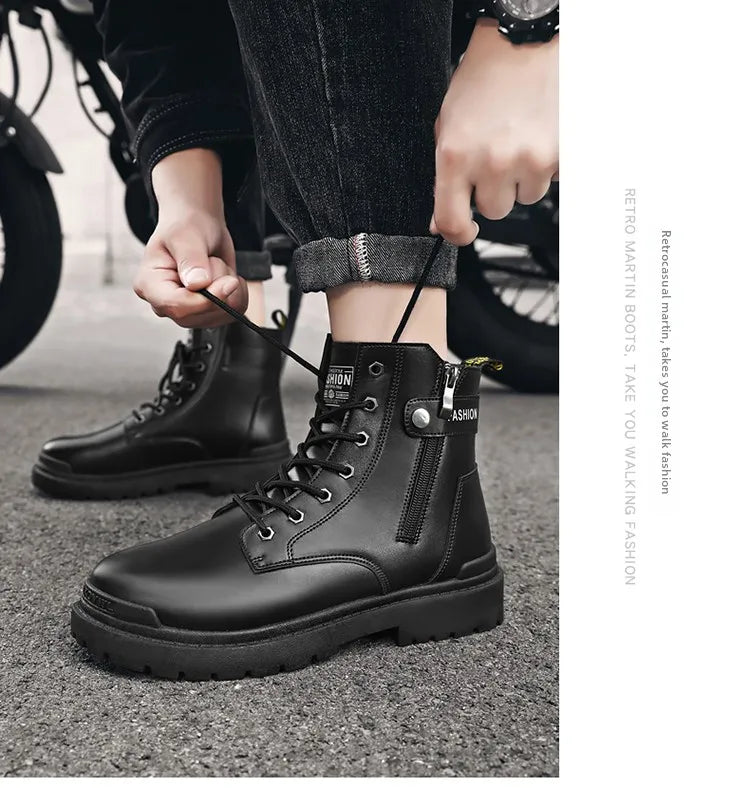 Men's Winter Boots Offer Safety Work Shoes Mens Shooes Men Motorcycle Boot Ankle Snow High Military Man Tactical Army Working