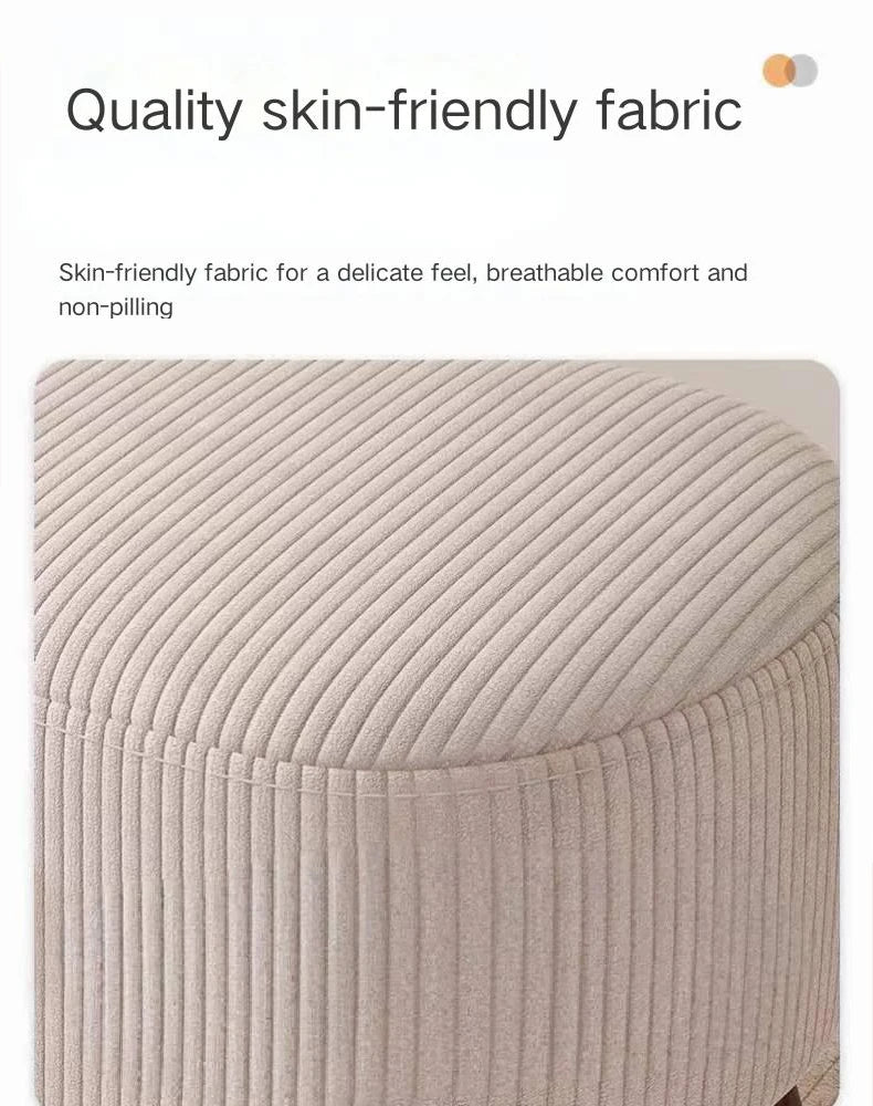 Household Stool Footstool Wood Material Living Room Furniture Wooden Frame Fabric