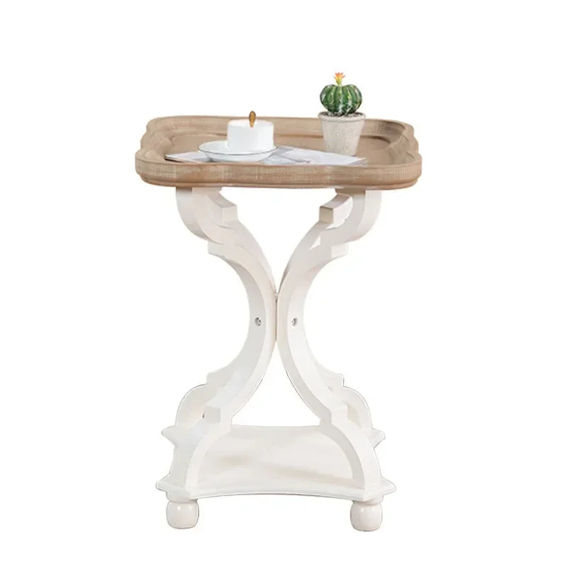Farmhouse end Table, Cocktail Table Set, Modern Circle Hand-Crafted Natural Wood Finsh Small Side and End Table Sets,Natural