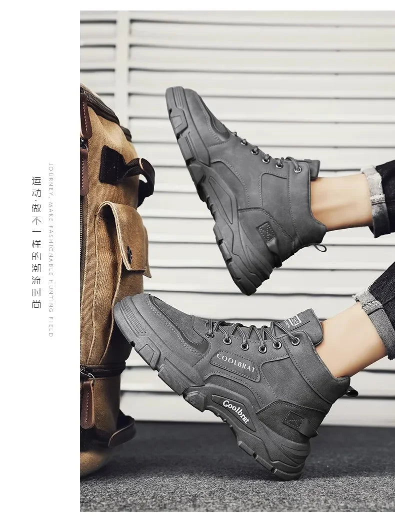 Men Shoes Four Seasons Short Boots New British Style Fashion Anti Slip Comfortable Mountaineering Boots Sports Casual Shoes
