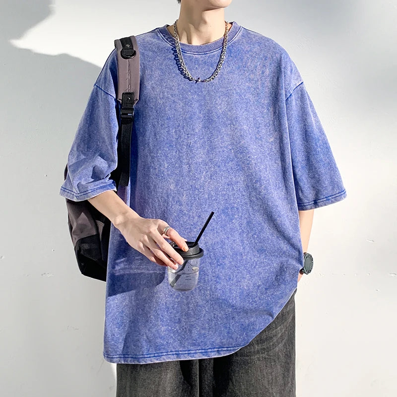 LEGIBLE Summer Men T Shirt Short Sleeve Casual Cotton Oversized T-shirt Men Tops Tees