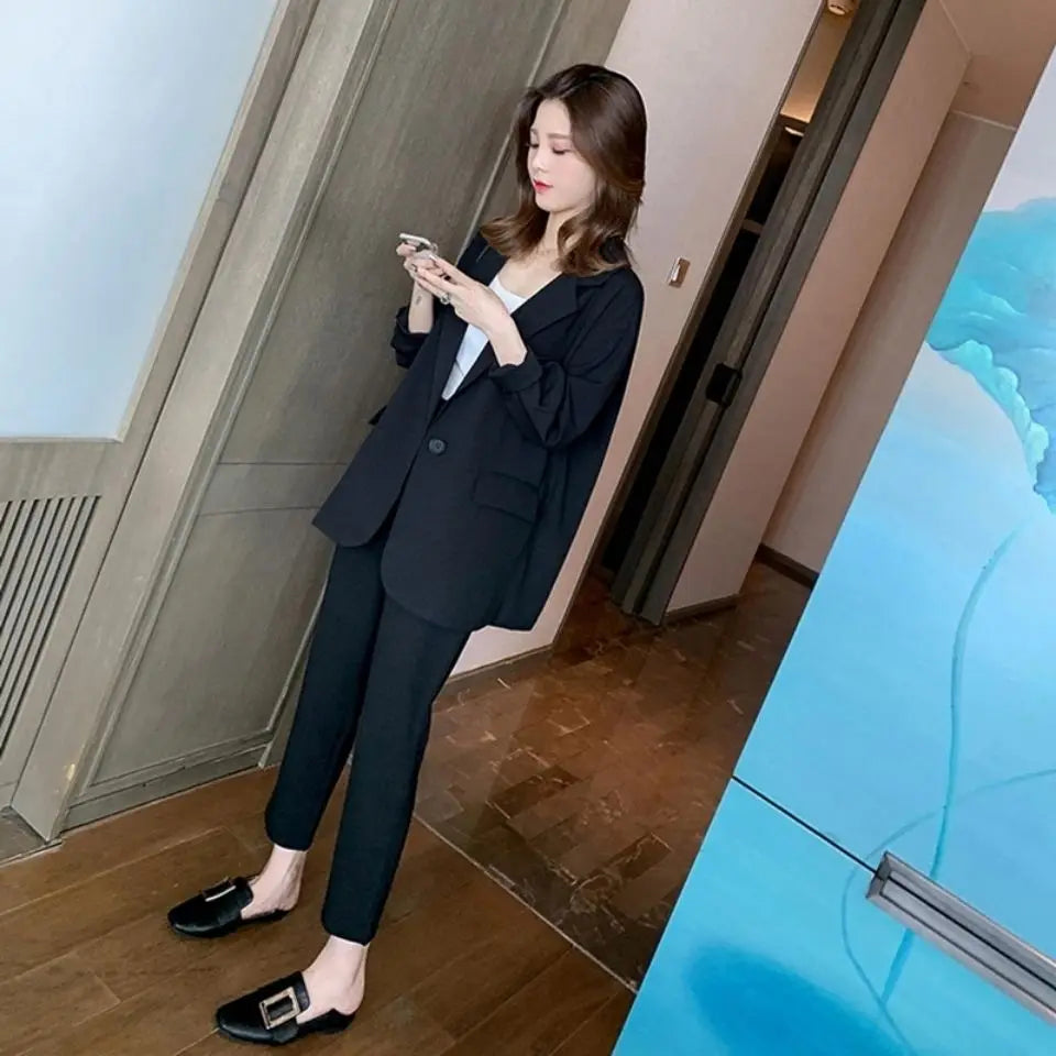 Suit Jacket Two Piece Sets for Women Formal Clothing Womens Blazer and Pants Suits Set 2 Elegant Pieces Office Wear Fall Outfits