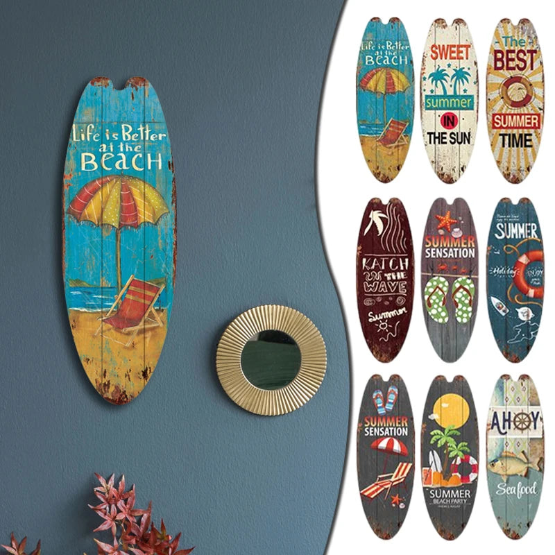 Retro Surfboard Wall Sign