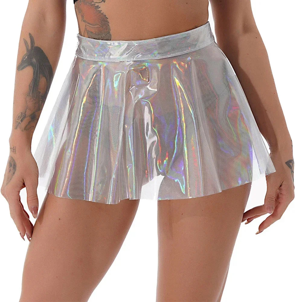 Skirts Women Mini Skirt 1 Piece Pleated Mini Skirts See Through Skirts Clubwear Transparent PVC 100% Brand New