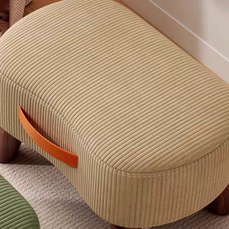 Household Stool Footstool Wood Material Living Room Furniture Wooden Frame Fabric