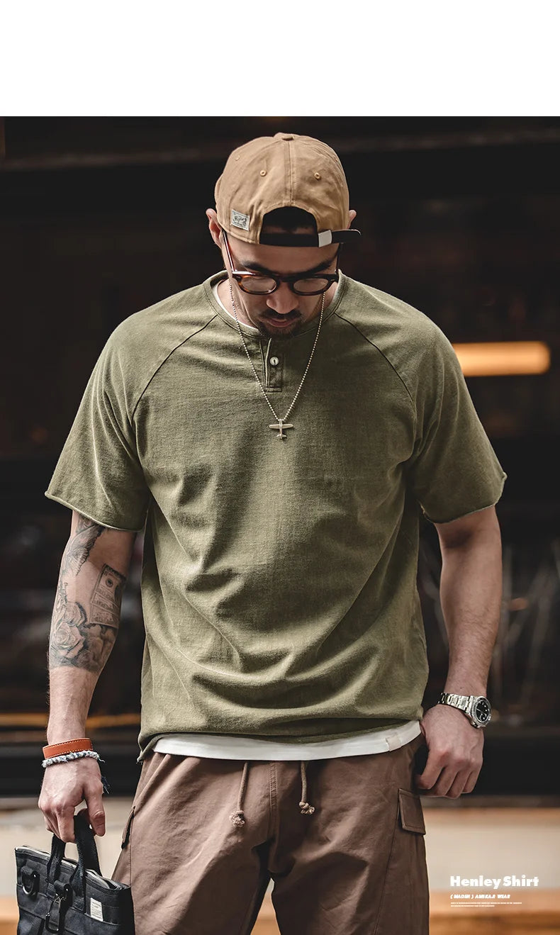 Maden Men Summer T Shirts Cotton Casual Streetwear Tees Retro Do Old Tops Slight Stretch Slim Short Sleeve T-shirts