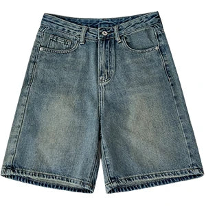 Retro Denim Shorts Women Summer High Waist Loose Wide Leg Straight Short Pants Versatile Casual Half Pants Female Streetwear