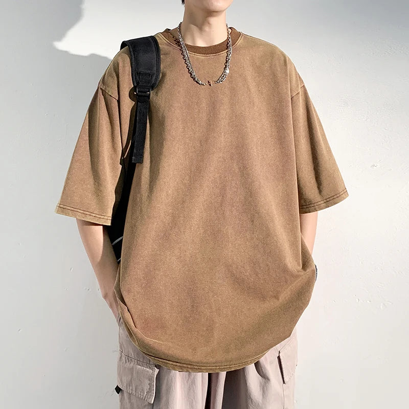 LEGIBLE Summer Men T Shirt Short Sleeve Casual Cotton Oversized T-shirt Men Tops Tees