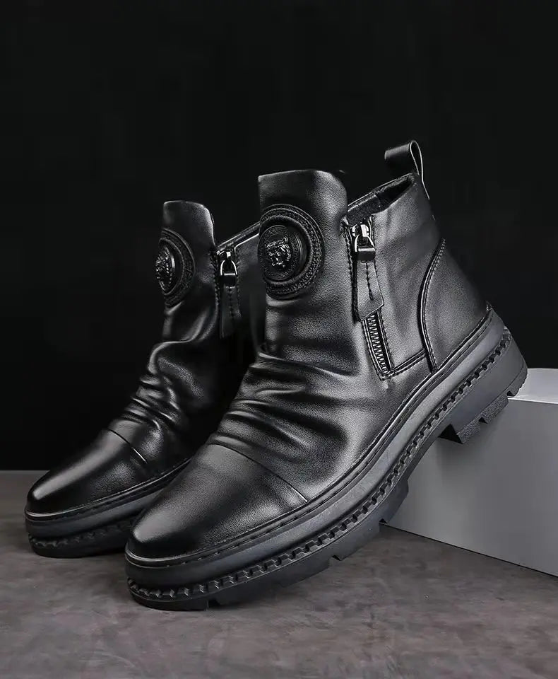 Chelsea Boots for Men Business Office Formal Dress Shoes Men Casual High-top Ankle Boots Men Platform Boots