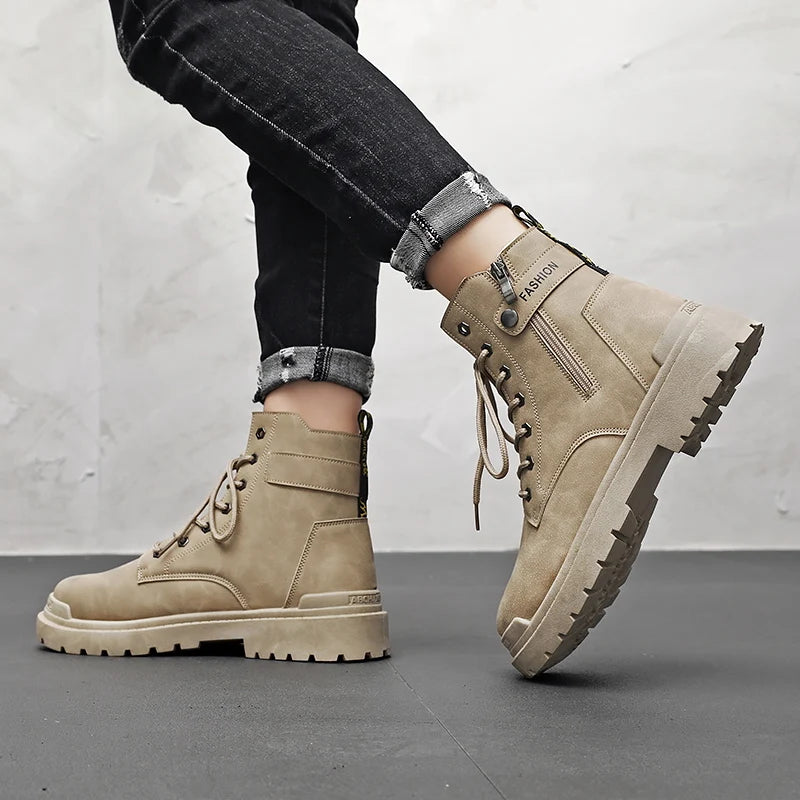 Men's Winter Boots Offer Safety Work Shoes Mens Shooes Men Motorcycle Boot Ankle Snow High Military Man Tactical Army Working