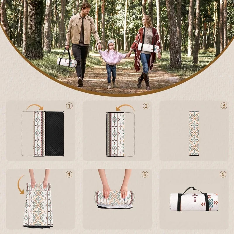 Outdoor picnic mat is a hand-held luggage protection and moisture-proof camping blanket, suitable for travel, beach and trips.