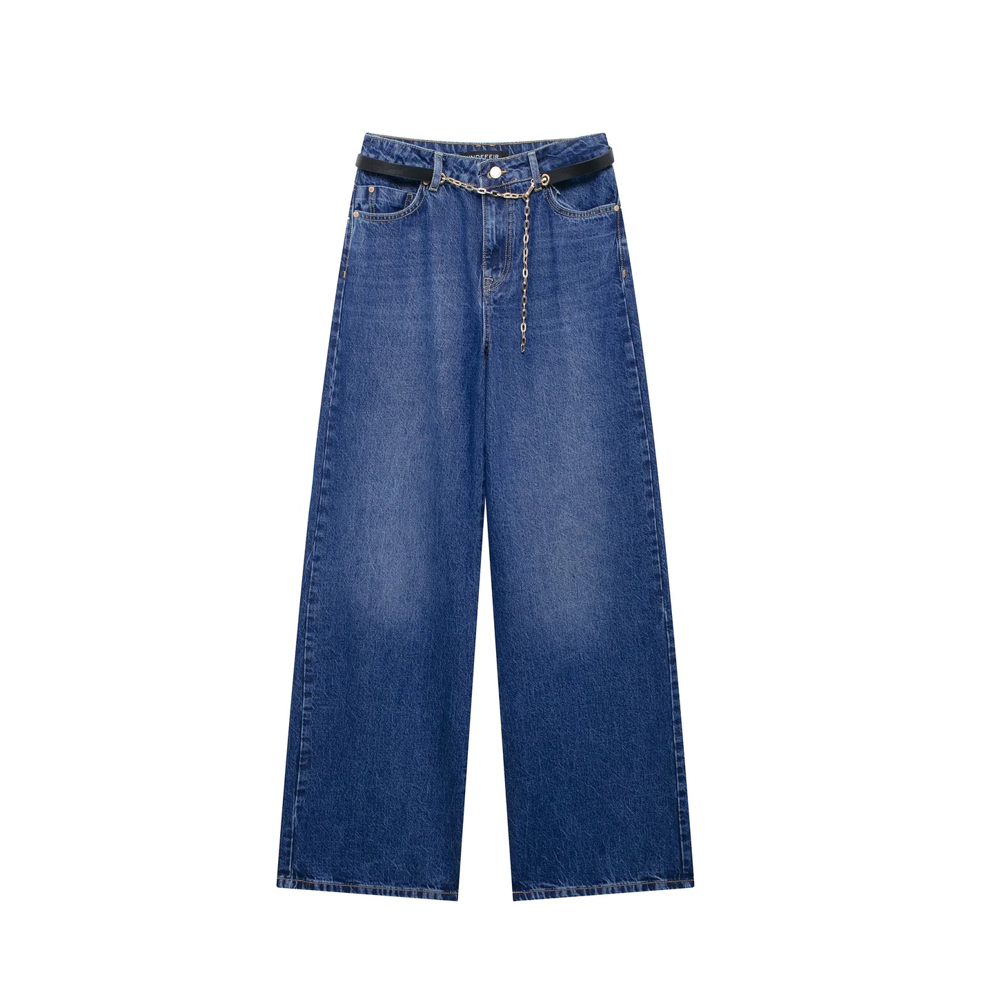 DUOPERI Women 2 piece sets Denim Waistcoat V-Neck Sleevele and Wide Leg Denim Long Trousers Suits Female Chic Lady Casual Outfit