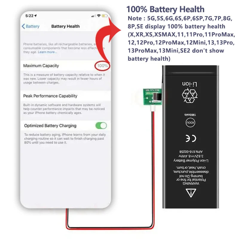 Battery For iPhone 6 6S 5 5S SE 6P 6SP 7 7Plus 8 8Plus X XR XS 11 SE2 4 4G 4S Pro MAX Replacement Batteria + Free Tools