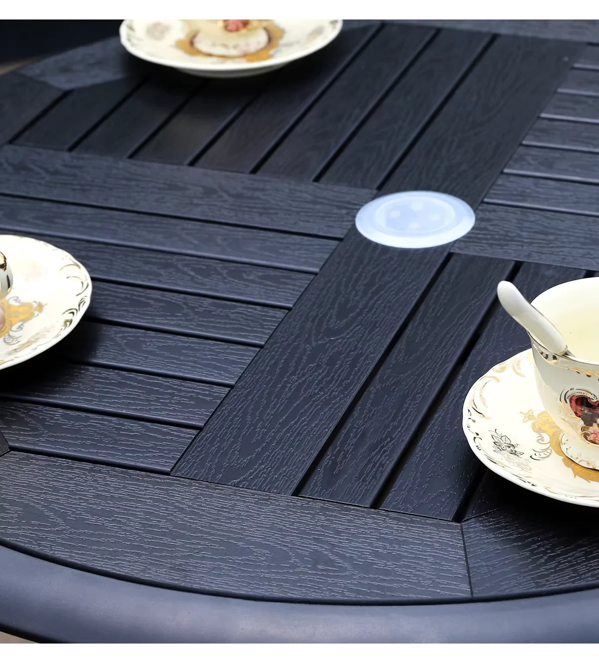 Outdoor Dining Table Modern Garden Table 80cm Wood-plastic Table Fashion Furniture Black Round Coffee Table