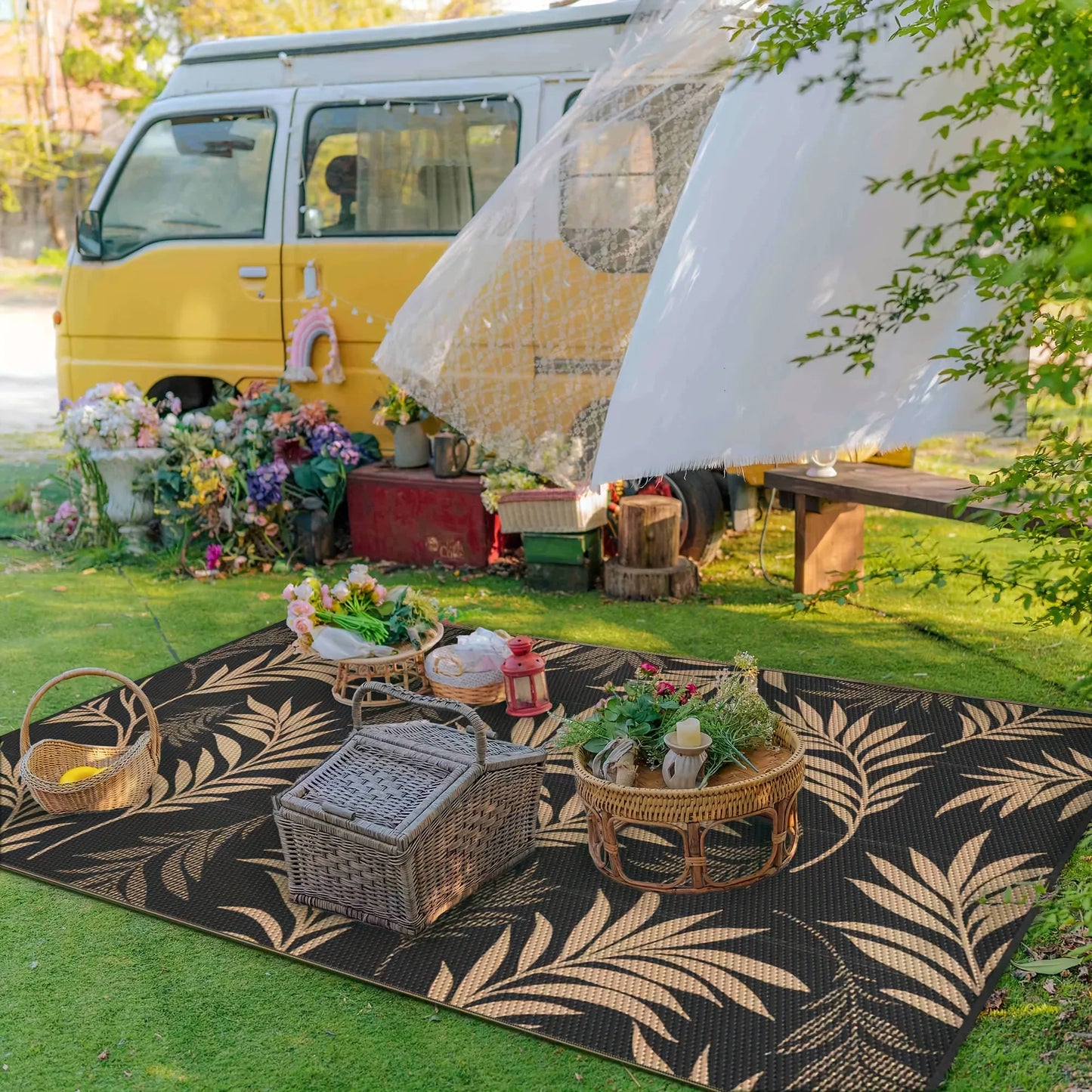 Outdoor Rug Waterproof for Patios Clearance Reversible Camping Rug Carpet Large Area Rugs Mats for Balcony Porch Beach Picnic