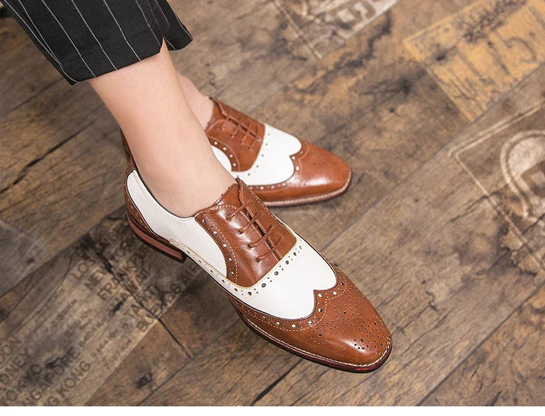 Men Business Dress shoe Colorful Lace up Fashion Man Casual Leather Oxfords shoes Flat Leisure Wedding Party shoe Men Big Size