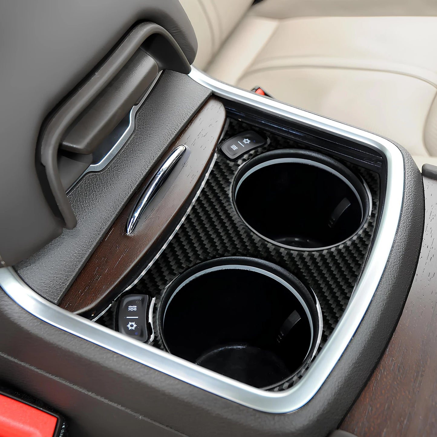Car Front Water Cup Decor Decals for 2011-2023 Chrysler 300 Accessories Carbon Fiber Interior Stickers