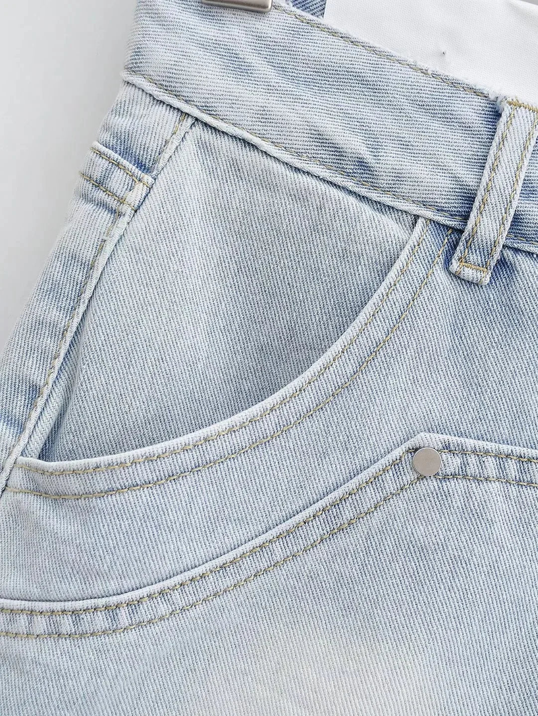 Skirts for Women Sexy Slim Solid Colour Pockets Spliced 2024 Summer Casual Femme High Waist Wrap Hip Mini Short Denim Skirt