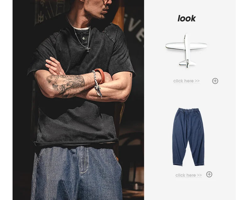 Maden Men Summer T Shirts Cotton Casual Streetwear Tees Retro Do Old Tops Slight Stretch Slim Short Sleeve T-shirts
