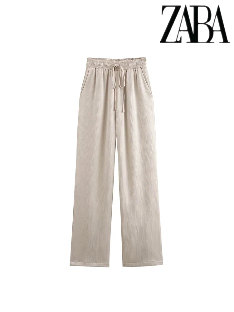TRAF Women's Pure Colour Casual Commuter Suit Suit Double Breasted Lapel Jacket High Waisted Wide Leg Pants Women's Two Pieces